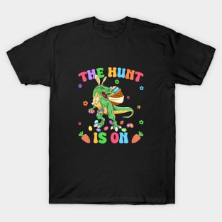 The Hunt Is On Funny Easter T-Rex Dinosaur Design T-Shirt